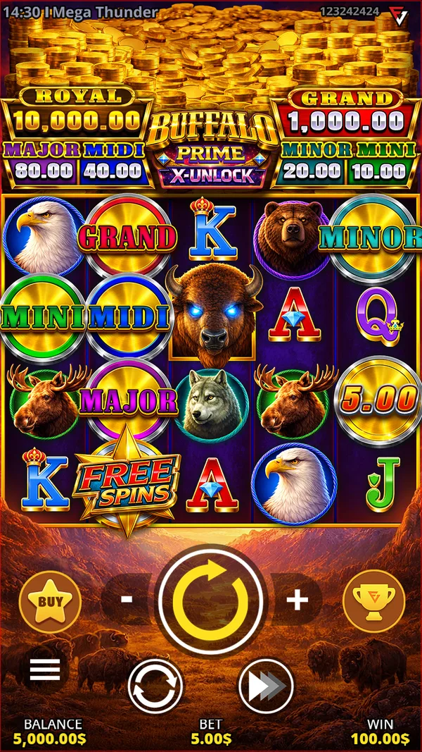 Buffalo Prime X-Unlock mobile — Główny ekran gry